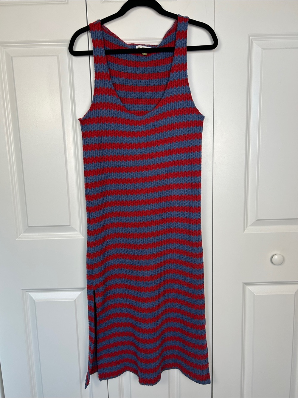 Striped Sleeveless Maxi Dress in Red and Blue
